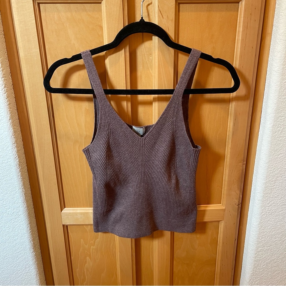 A New Day Brown Ribbed Knit Sweater Tank Top Size Small